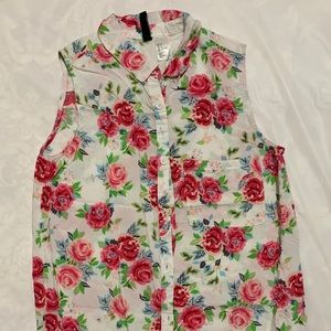 H&M Sleeveless Buttoned Top Multi Colored Size 4
